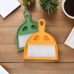 Handbezem en Stoffer Set - Mini Stoffer Blik - Bureau Schoonmaken - Compact Opbergen - 20 x 16 cm — thumbnail 4