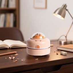 Bureau Stofzuiger - Kleine Schoonmaker - Tafel Kruimels - Draadloos Ontwerp - 8.5 cm Hoog - Bruin — thumbnail 2