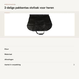 Dailygoods- Pakkentas 2-delig - Stofzak voor pakken - Handvat en ritssluiting - Opvouwbaar - 60x100 cm - Geschikt voor op reis en thuisgebruik - Kostuumtas — thumbnail 1