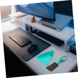 Mini bezem stoffer - Kleine schoonmaakset - Bureau reinigen - Draagbaar en compact - 4 sets - Blauw — thumbnail 3