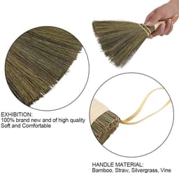 Dailygoods - Handbezemborstel - Kleine gevlochten stro - Draagbaar - Bamboe - Desktopreiniging - Geschikt voor harde vloeren en tapijt - Zilver — thumbnail 2