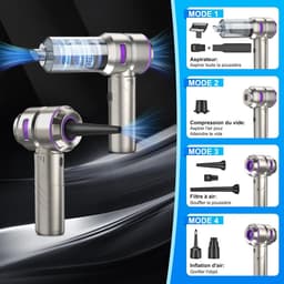 Handstofzuiger 4-in-1 - Mini Stofzuiger - Auto Reinigen - Borstelloze Motor - 18000 Pa - Zwart — thumbnail 2