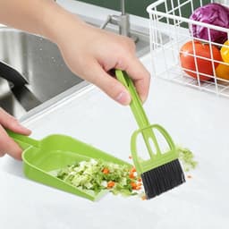 Kleine veegset - Bezem veger - Bureau reinigen - Compact ontwerp - 18.5 cm lengte - Groen — thumbnail 2