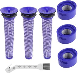 Vervangingsset met 6 stofzuigerfilters voor de Dyson V7 - V8 Animal en V8 Absolute draadloze stofzuiger - inclusief 3 nafilters en 3 voorfilters. Vervangt onderdeelnummers 965661-01 en 967478-01. — thumbnail 1
