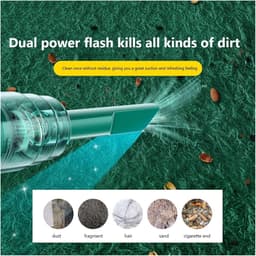 Handstofzuiger Auto - Draadloze Zuiger - Auto Interieur Reinigen - Dubbele Zuigkracht - 500 Gram - Groen — thumbnail 2