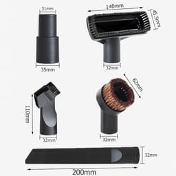 Stofzuiger mondstuk - Universele borstels set - Meubelreiniging - Adapter binnendiameter 32/35mm - Voor thuis en auto - Stofverwijdering - Zwart - Meerdere maten - 5 stuks — thumbnail 3
