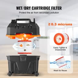 Nat/droogzuiger voor Werkplaatsen, 5 Pk, 15 L , Krachtige Zuig- en Blaasprestaties , Draagbaar met Hulpstukken , Ideaal voor Tapijten en Vuil , Lichtgewicht， Zwart — thumbnail 4