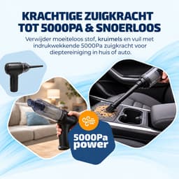 Auto Stofzuiger - Zuigen & Blazen - Kruimeldief - 6 Opzetstukken - Oplaadbaar - Handstofzuiger - Kleine StofZuiger - Air Duster - Stofreiniger - Kruimelzuiger - Zwart — thumbnail 2
