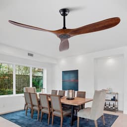 COVREO Plafondventilator zonder licht met afstandsbediening – Ø152,4 cm – Ventilator met 6 standen en timer – voor woonkamer en terras – Zwart — thumbnail 1