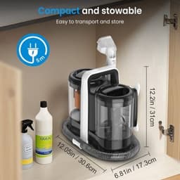 Draagbare Tapijtreinigingsmachine 600W-EU Plug - 600 Watt Vermogen - 1.5 Liter Inhoud - Kunststof Materiaal - Voor Stoffen Banken En Tapijten — thumbnail 4