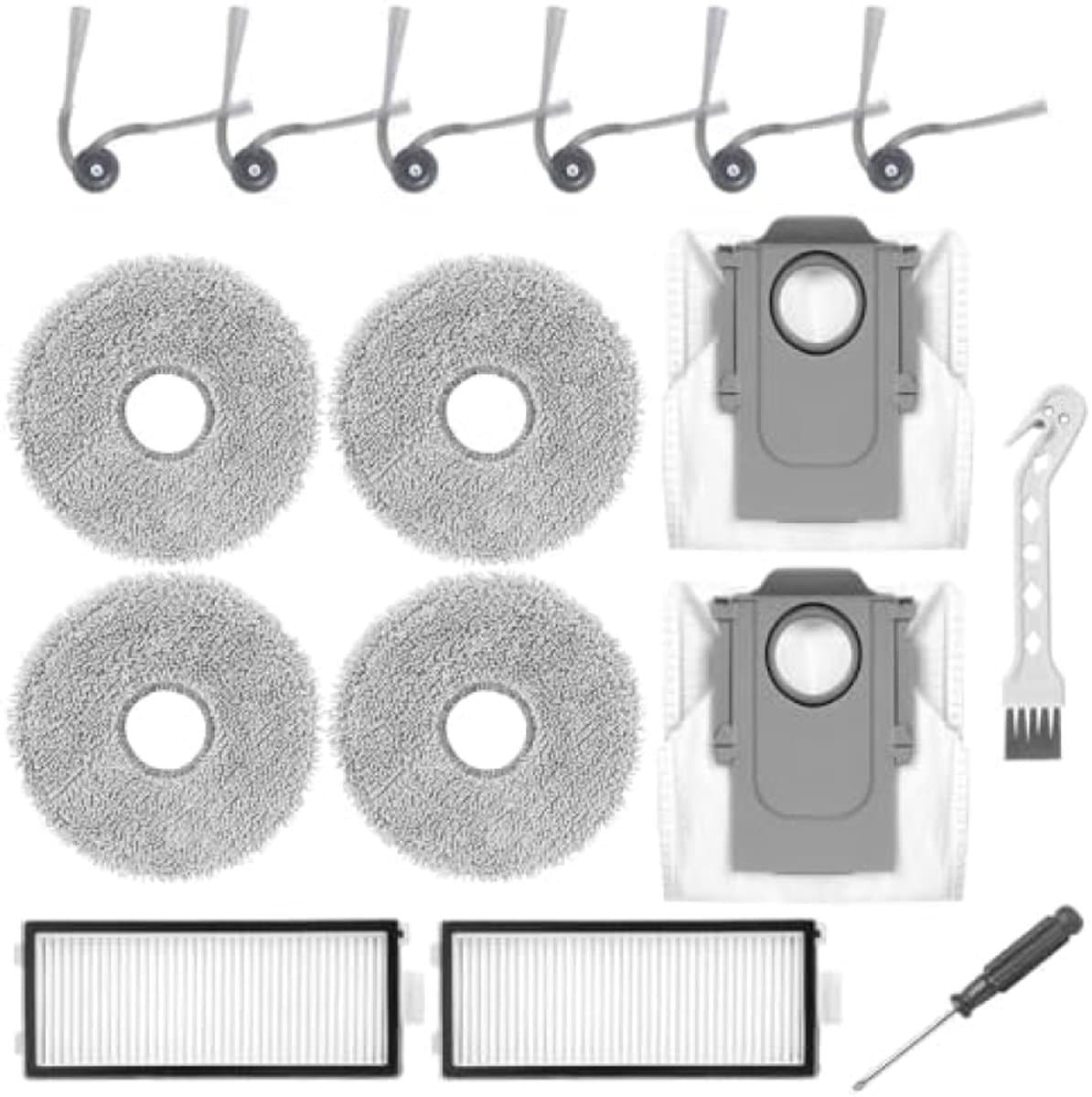 PromoHome Reserveonderdelen Geschikt voor Roborock Saros Z70 - 6 Zijborstels, 4 Dweildoeken, 2 HEPA Filters, 2 Stofzakken, Reinigingsborstel en Schroevendraaier - Universele Compatibiliteit — afbeelding 1
