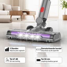 Brixy Steelstofzuiger Draadloos - 30 kPa Zuigkracht - 50 Min Gebruiktijd - Meerdere Filters - Kruimeldief - Draadloze Stofzuiger - Vacuum Cleaner - Grijs/Paars — thumbnail 3