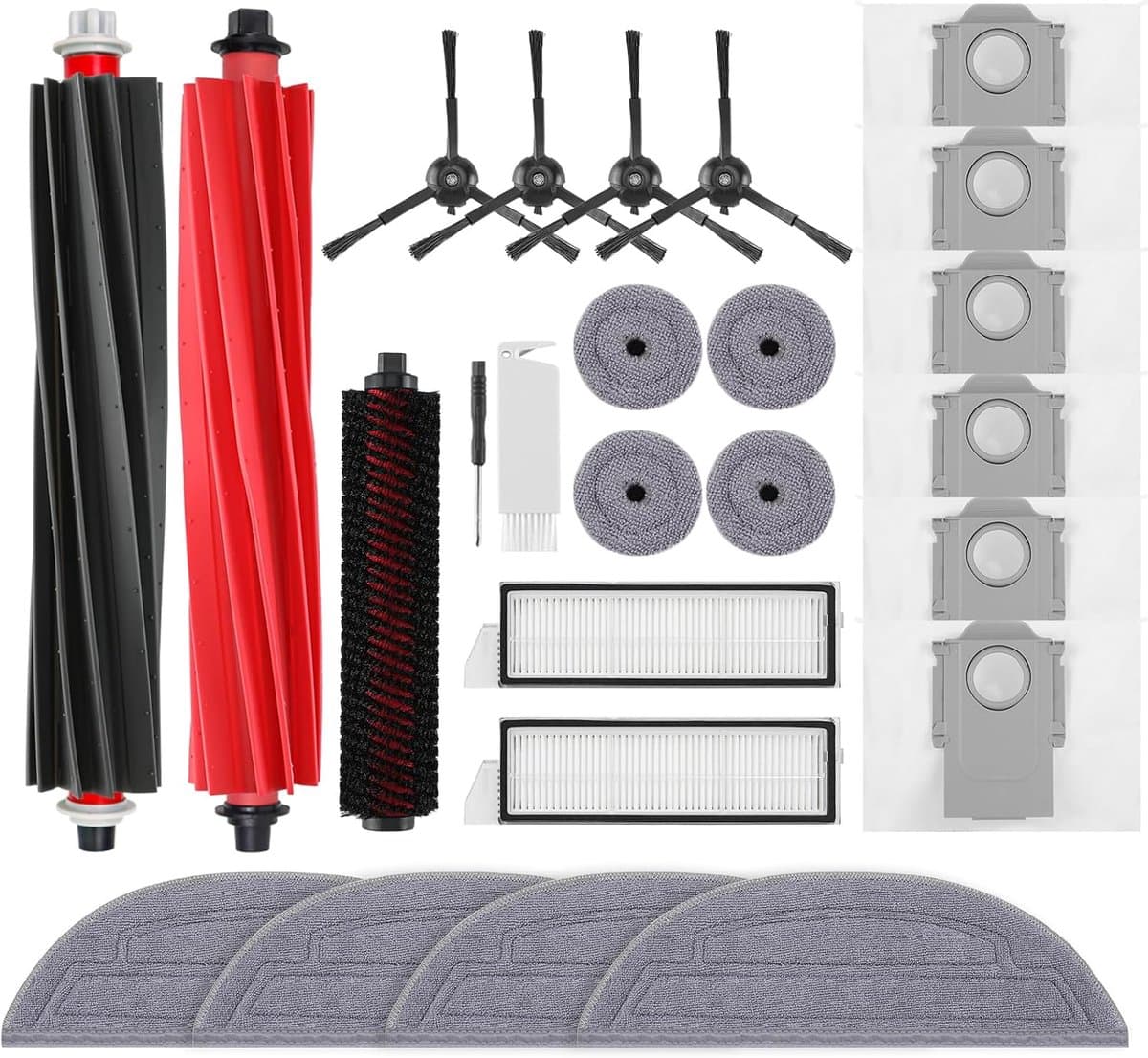 Accessoires gescht voor Roborock S8 MaxV Ultra Stofzuiger, 2 Hoofdborstels, 4 HEPA-filters, 4 Dweilen, 4 Zijdoppen, 4 Stofzakken, 4 Zijborstels, 1 Zelfreinigende Borstel, 1 Borstelset — afbeelding 1