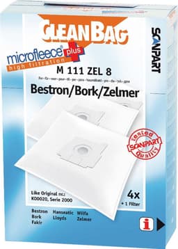CleanBag stofzuigerzakken 4 stuks - Geschikt voor Bestron Bork Zelmer - K00020 Serie 2000 - Inclusief 1 filter - Alternatief — thumbnail 1