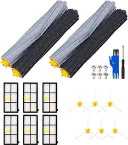 Reserveonderdelen geschikt voor iRobot Roomba 860 865 870 880 896 960 966 971 976 980 981, borstels accessoires voor Roomba 800 900-serie, 2 sets rubberen borstel, 6 filters HEPA, 6 zijborstel — thumbnail 1