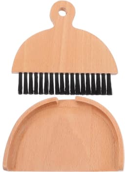 Kleine Stoffer Bezem - Mini Reinigingsset - Bureau Schoonmaken - Houten Handvat - 14.5 cm Lengte - Zwart — thumbnail 1