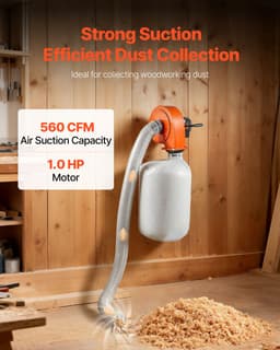 Stofafzuigsysteem voor Wandmontage, 1 Pk, 951,45 M³/U, Stofafzuiger met 2,5-Micron Stofopvangzak Van 79,5 Liter, Geschikt voor Houtbewerking, Werkplaatsen en Industriële Toepassingen — thumbnail 5