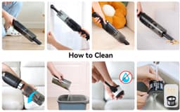 Draadloze handstofzuiger auto 10000Pa zuigkracht twee standen vierlaags HEPA filter - lichtgewicht mini stofzuiger met voetstuk accessoires auto thuis kantoor huisdierhaar — thumbnail 2