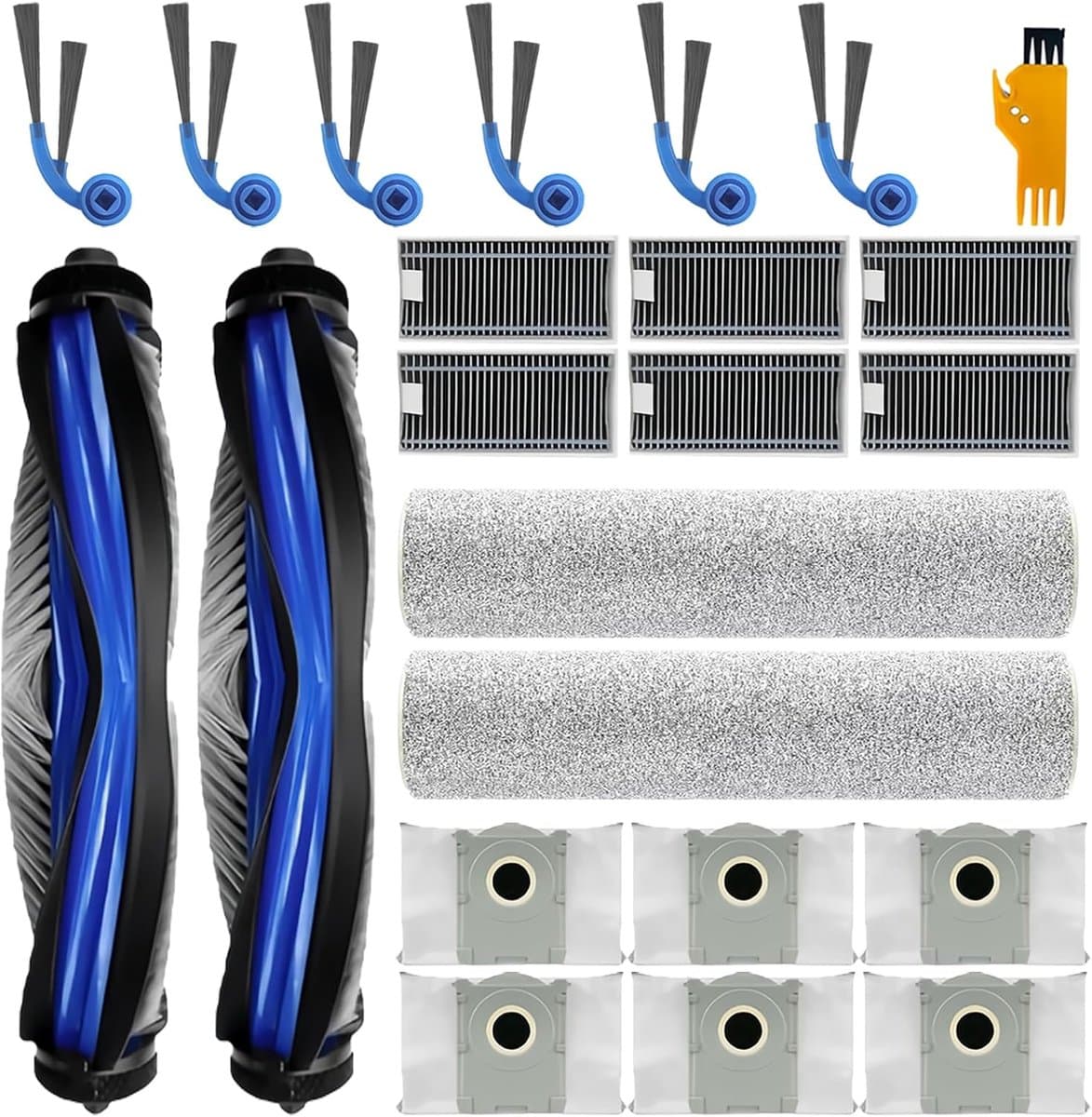24 stuks accessoireset voor Ecovacs Deebot T80 Omni, X8 Pro Omni en X8 Omni - 2 hoofdborstels, 2 moprollen, 6 filters, 6 stofzakken, 6 zijborstels, 2 reinigingstools — afbeelding 1