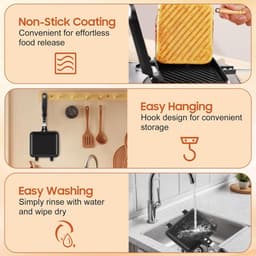 Sandwich Maker en Anti-aanbak Pan Platte Bodem Ontbijt Panini Pan — thumbnail 3
