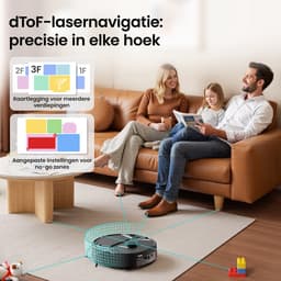 Lefant M265 Robotstofzuiger met dweilfunctie – 20.000 Pa zuigkracht – Zelfreinigend – Herbruikbare stofbak – Huisdierhaar – dTOF Lidar-navigatie – Handsfree – Grijs — thumbnail 3