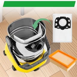 Stofzuigerzakken - 10 stuks - Voor Kärcher WD4, WD5, WD6 en andere stofzuigermodellen - Plat filter - Filteraccessoires — thumbnail 4