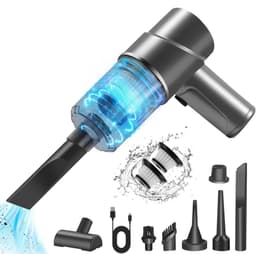 QTTVBTNA – Handstofzuiger 2-in-1 –Kruimeldief – Mini Autostofzuiger met Blaasfunctie – Oplaadbare Nat- en Droogzuiger voor Auto, Thuis, Keuken en Dierenharen – Compact en Lichtgewicht – Zilver — thumbnail 1