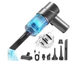 QTTVBTNA – Handstofzuiger 2-in-1 –Kruimeldief – Mini Autostofzuiger met Blaasfunctie – Oplaadbare Nat- en Droogzuiger voor Auto, Thuis, Keuken en Dierenharen – Compact en Lichtgewicht – Zilver