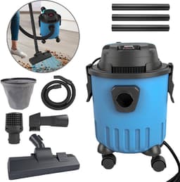 15L Nat en Droog Stofzuiger met Wielonderstel, Complete Accessoire Set – 5 Meter Kabel, Filter, Geluiddemper, Vloerborstel & Verlengbuizen voor Garage, Huis en Werkplaats — thumbnail 1