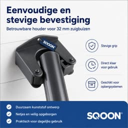 SQOON® Zuigbuishouder geschikt voor 32 mm stofzuigerbuizen - Kunststof houder voor bevestiging van zuigbuizen - Compatibel met o.a. universele modellen - Ideaal voor wandmontage of opbergsystemen — thumbnail 3