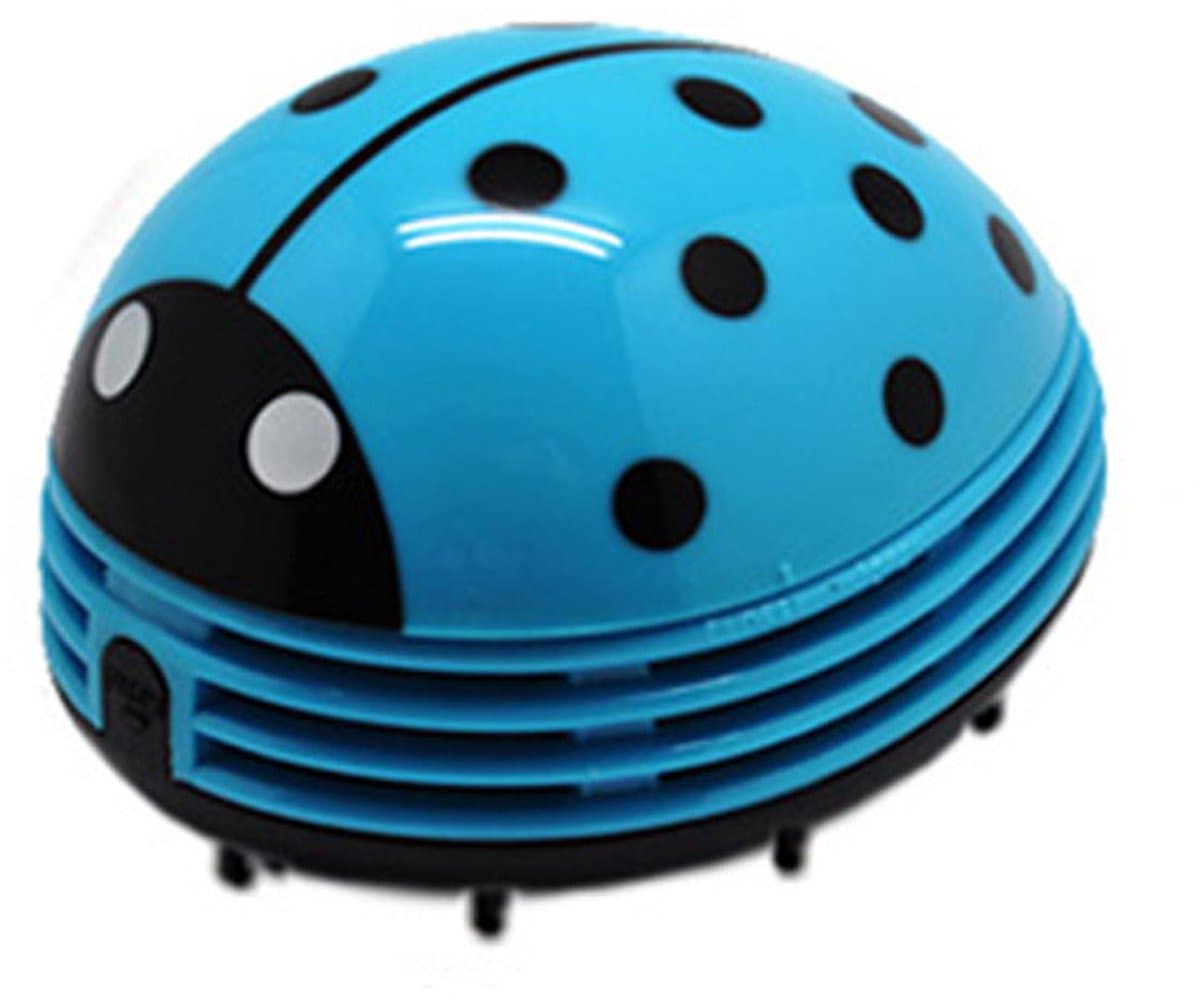 Lieve lieveheersbeestje cartoon mini stofzuiger, draadloze bureaustofzuiger voor hoeken, schattige tafelstofzuiger voor thuis en kantoor，Blauw — afbeelding 1