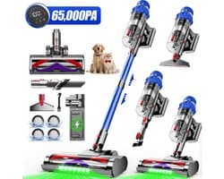 Elekiatech - Steelstofzuiger Draadloos - 65000Pa - 70 Min Gebruikstijd - 8-in-1 Filtersysteem - Blauw