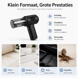 Autostofzuiger Draadloos – Handstofzuiger voor Auto Interieur – Droog en Nat Gebruik – Compacte Kruimeldief met Accessoires voor Stoelen, Vloermatten en Smalle Ruimtes – Zwart — thumbnail 2