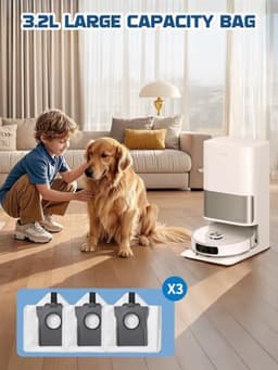 PromoHome Herbruikbare stofzuigerzakken voor Dreame L40s Pro Ultra/L40 Ultra/X50 Ultra/L10s Ultra Gen2/L10s Pro Ultra - 3 stuks - Ritssluiting - 3.2L — thumbnail 2