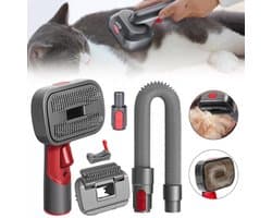 2-in-1 huisdierborstelset voor Dyson V7/V8/V10/V11/V15 – Huisdierborstelset – Voor katten en honden – Huisdierverzorging – Zelfreinigend en zacht – Grijs-rood