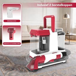 JCP® Vlekkenreiniger - Draagbare Wasstofzuiger - Dubbele Watertanks - Rood - 26cm x 25cm x 26cm — thumbnail 5