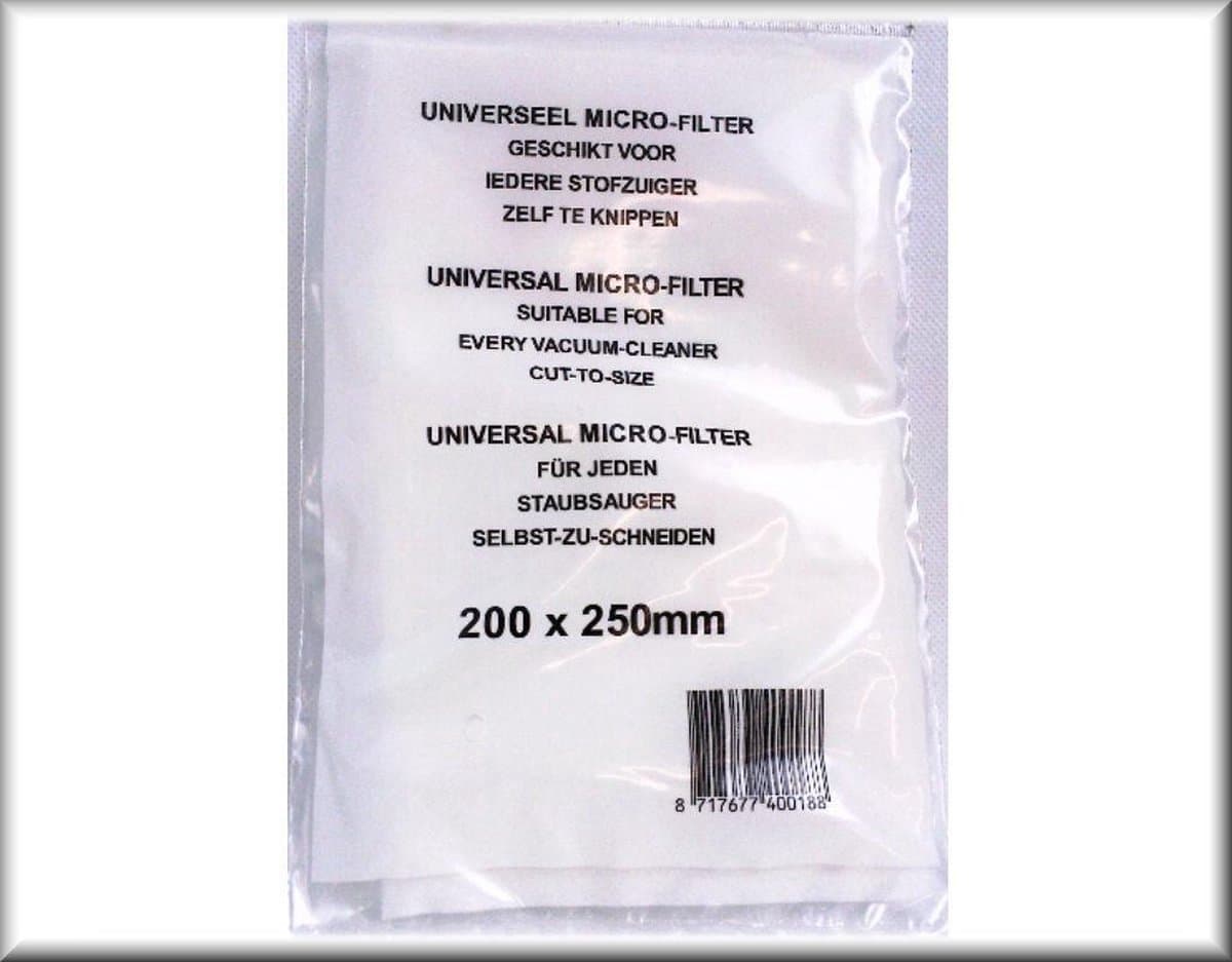 Universeel microfilter - 200 x 250mm - Stofzuigerfilter - Zelf op maat te knippen - Stofzuiger Filter - Geschikt voor alle merken — afbeelding 1