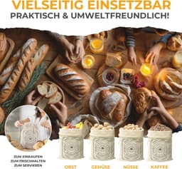 Linnen Broodzak Set van 2 - Herbruikbare Stofzakken voor Brood - 30 x 40 cm - Trekkoord en Ongebleekt — thumbnail 4