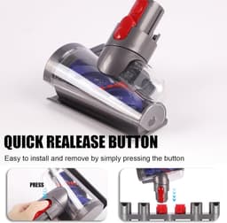 Verbeterde anti-wrap kleine elektrische borstelkop, geschikt voor dyson V7, V8, V10, V11 en V15 stofzuigers, geschikt voor banken, bedden, autostoelen en tapijten, vervangbare borstelkop. — thumbnail 3