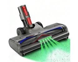Stofzuigermond - Geschikt voor Dyson Steelstofzuiger V7,V8,V10,V11,V15,G5 - Groen Led - Wasbare borstel - Stofzuigeraccessoires - Vloerzuigmond - Zwart