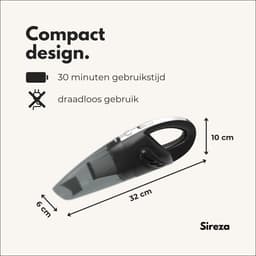Sireza T1 - kruimeldief snoerloos - 4 opzetstukken - krachtige handstofzuiger - kruimelzuiger - nat en droog - thuis, dierenhaar en auto - opbergtas — thumbnail 4