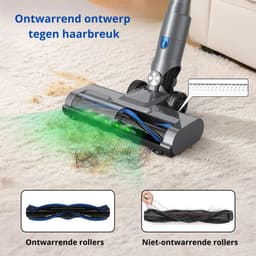 Novendo Goods - Steelstofzuiger 600W Draadloos - Draadloze stofzuiger - HEPA Filter - Zonder zak - 65 KPA Zuigkracht - Zelfstaand - LED verlichting - Licht grijs — thumbnail 4