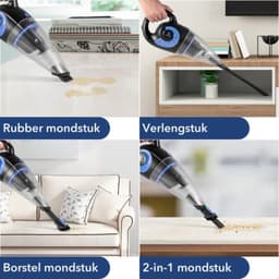 Moosoo Kruimelzuiger Snoerloos - Handstofzuiger - Nat&Droog - Sterke zuigkracht 8500PA met opzetstukken oplaadbaar - kruimeldieven- kruimeldief snoerloos- Kruimelzuiger draadloos -M4 3X- Zwart — thumbnail 4