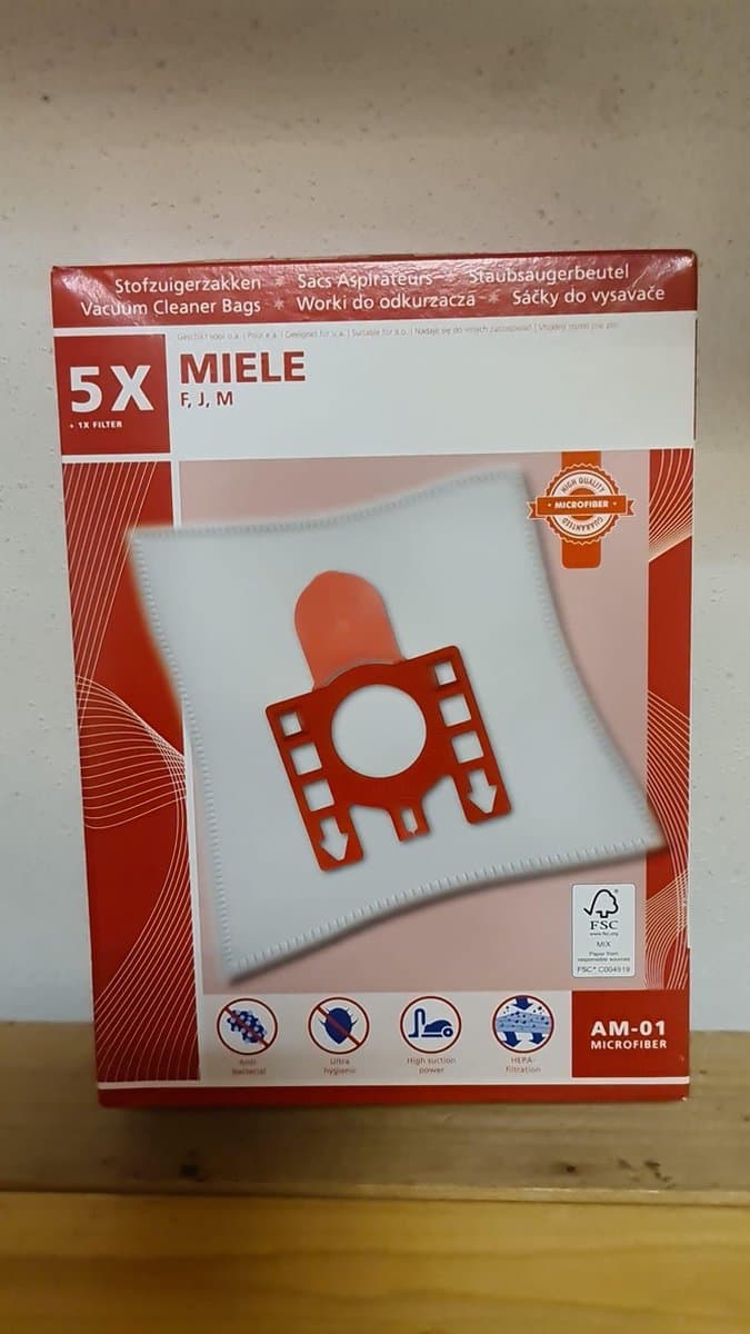 Universele Stofzuigerzakken gecshikt voor Miele F/J/M - 5zakken + 1 Filter - Microvezel zakken — afbeelding 1