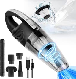 120W Handstofzuiger Voor Auto - Draagbare Stofzuiger met HEPA Filter - USB Oplaadbaar - Nat & Droog Stofzuigers - 5 Accessoires marterverjager auto — thumbnail 1