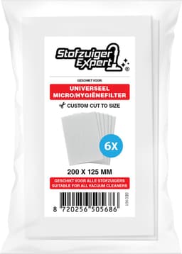6x Universeel Micro / Hygiëne filter voor alle Stofzuigers 200x125mm - O.a. geschikt voor Miele, Siemens, Philips, Bosch, Siemens, AEG, Electrolux etc. — thumbnail 2
