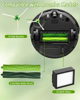 reserveonderdelen geschikt voor iRobot Roombai7 i7+ i3 i3+ i4 i4+ i8 i8+ E5 E6 serie, inclusief 3 sets rubberen borstels, 10 hoogwaardige filters en 10 zijborstels. — thumbnail 5