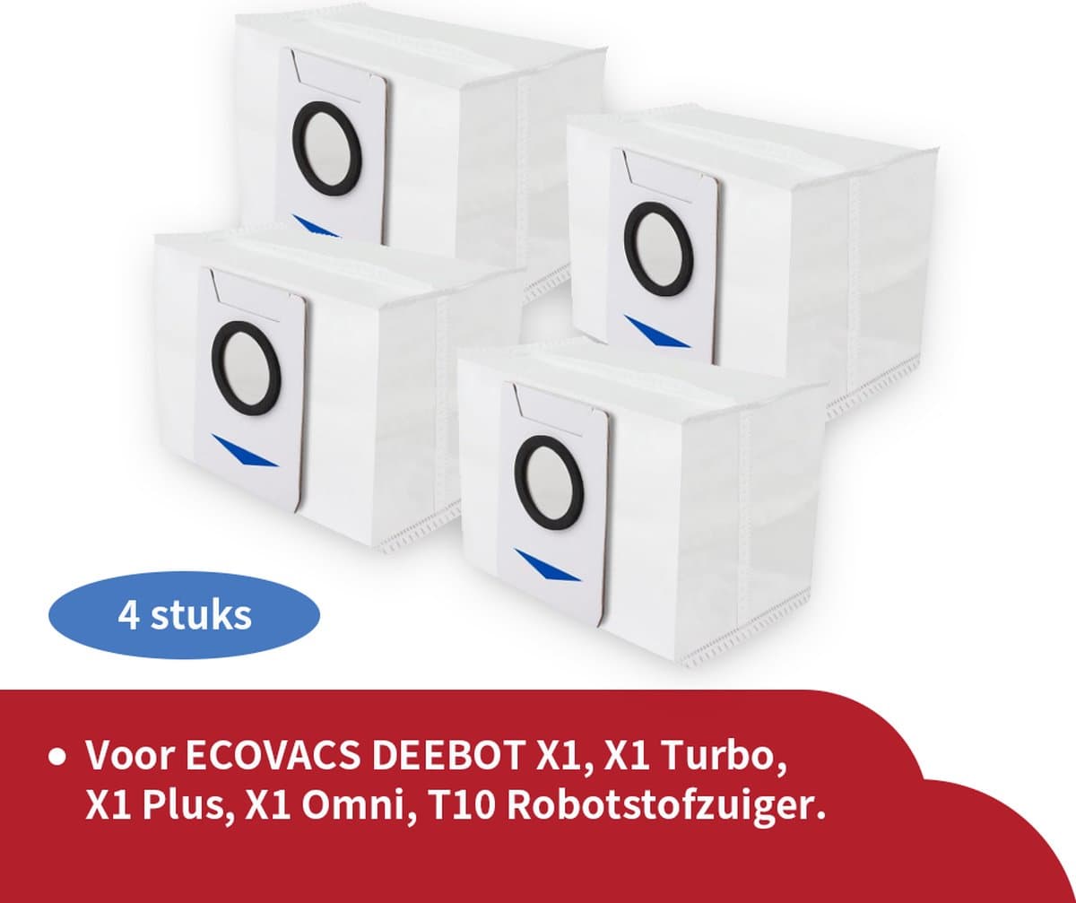 Replacements® Stofzuigerzakken geschikt voor Ecovacs Deebot X1 - 4 st — afbeelding 1