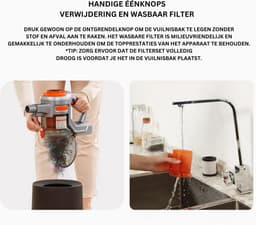 iLife H75 - steelstofzuiger zonder zak op accu - stofzuiger draadloos - snoerloos - 22.000KPa Zuigkracht - 1,3L Stofbak — thumbnail 3