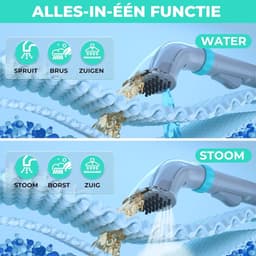 Stofzuiger met stoomfunctie en tapijtreiniger - 3-in-1 reiniger met heet water (60°C) en stoom (100°C) - Dubbele tank (1,8L schoon / 1,3L vuil) - Voor tapijt, bank, auto en vloeren - Inclusief reinigingsmiddel — thumbnail 4